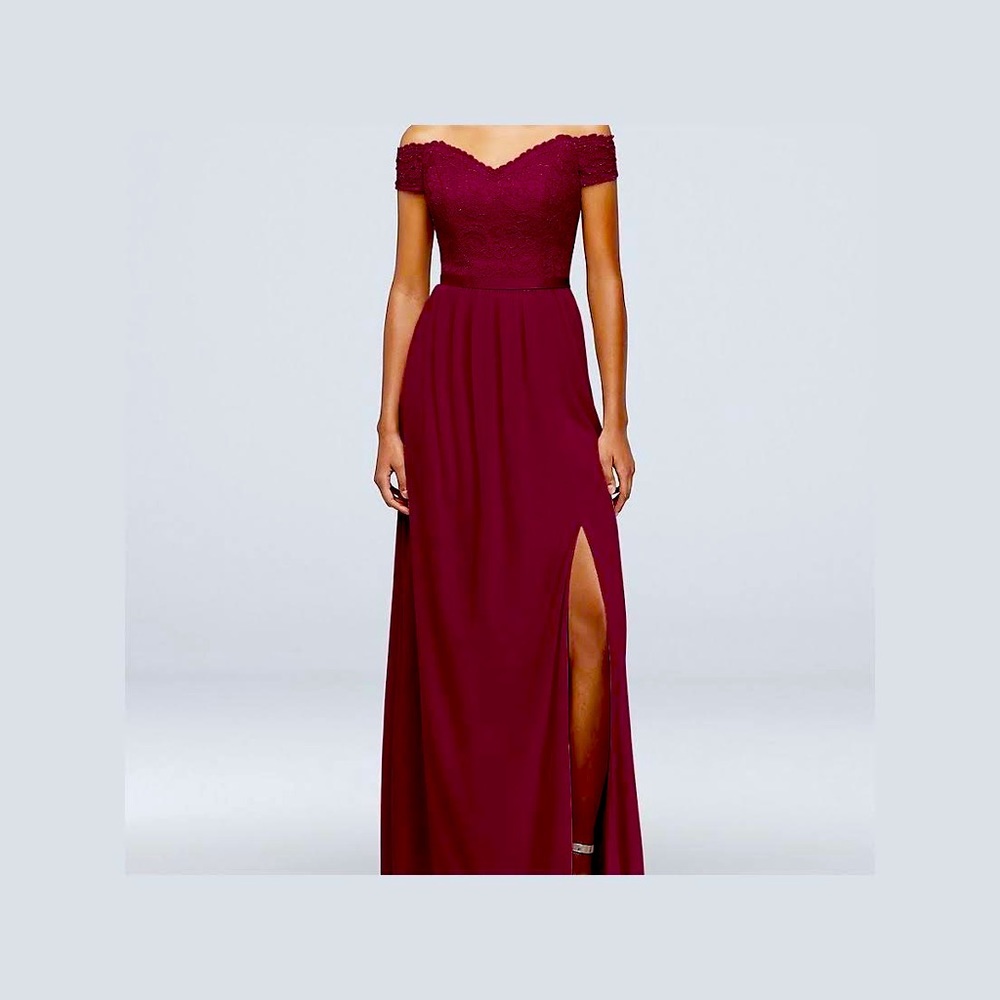 David's bridal off -the-shoulder lace dress